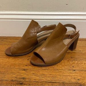 Tan Slingback Block Heel Sandals